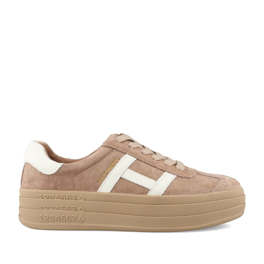 Ladies Sixty Eight Laced Trainer In Desert Sands