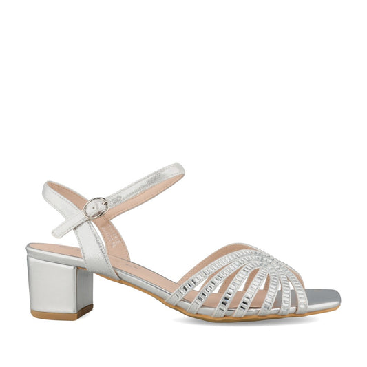 Ladies Twinkle Jlh962 Low Block Heel Sandal In Silver