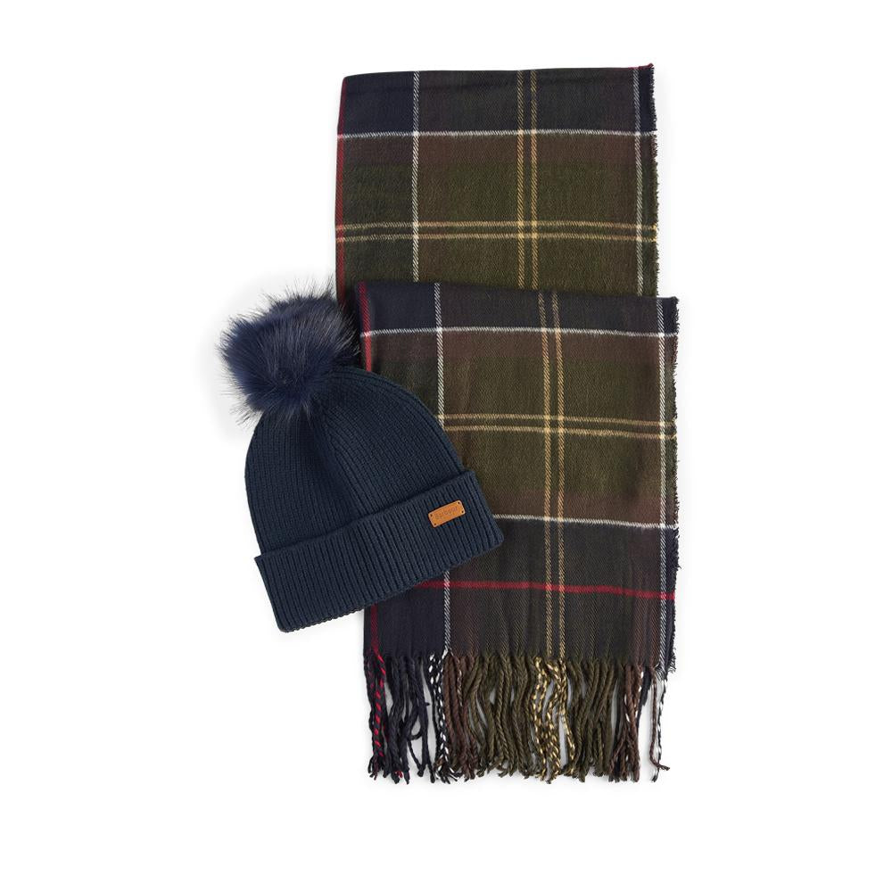 Ladies Dover Beanie & Hailes Scarf Gift Set In Navy