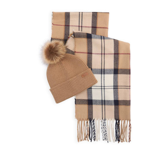 Ladies Dover Beanie & Hailes Scarf Gift Set In Beige