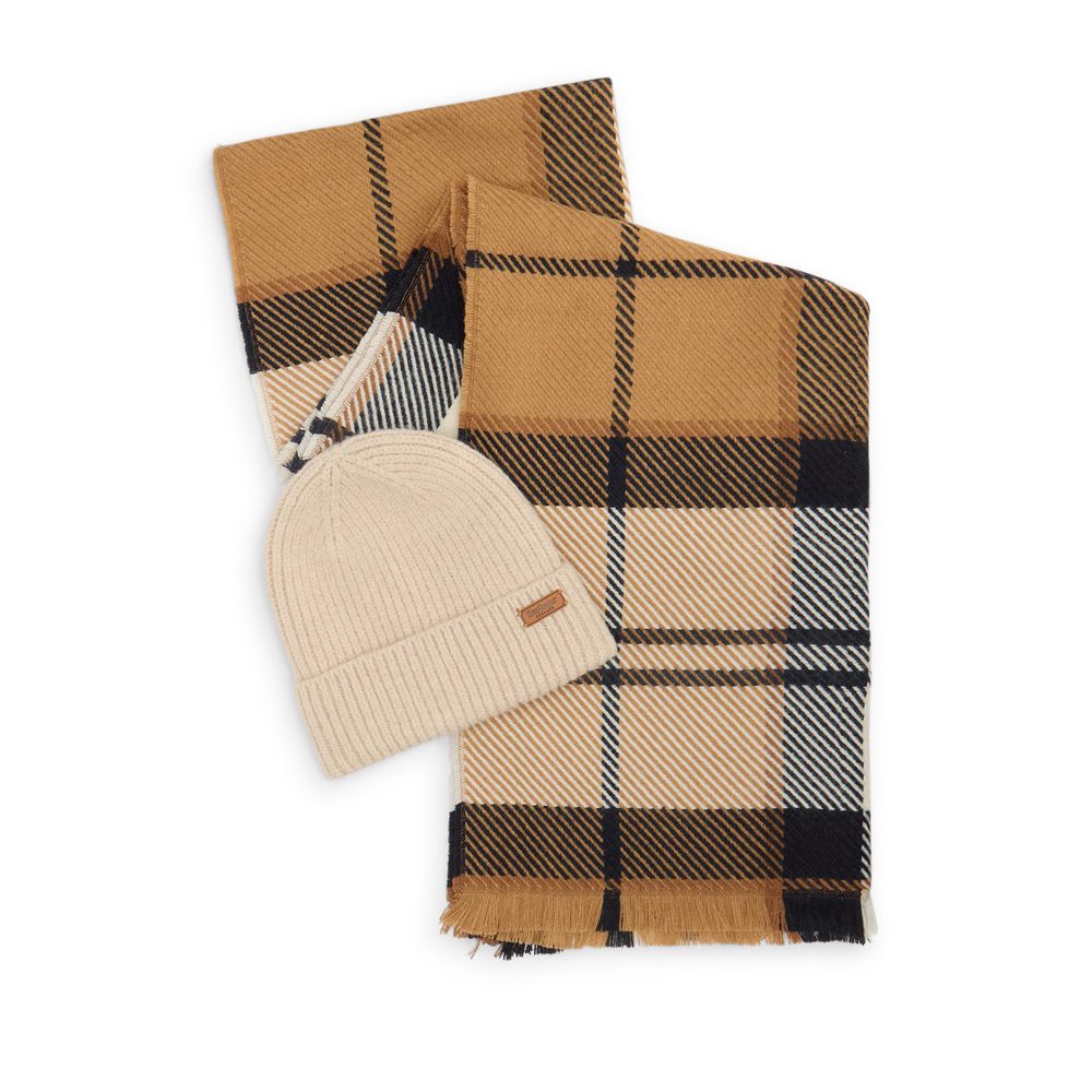 Ladies Pendle Beanie & Blair Scarf Gift Set In Beige