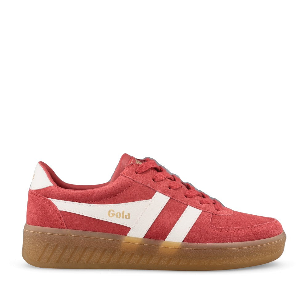 Ladies Grandslam Suede Cla589 Laced Trainer In Red