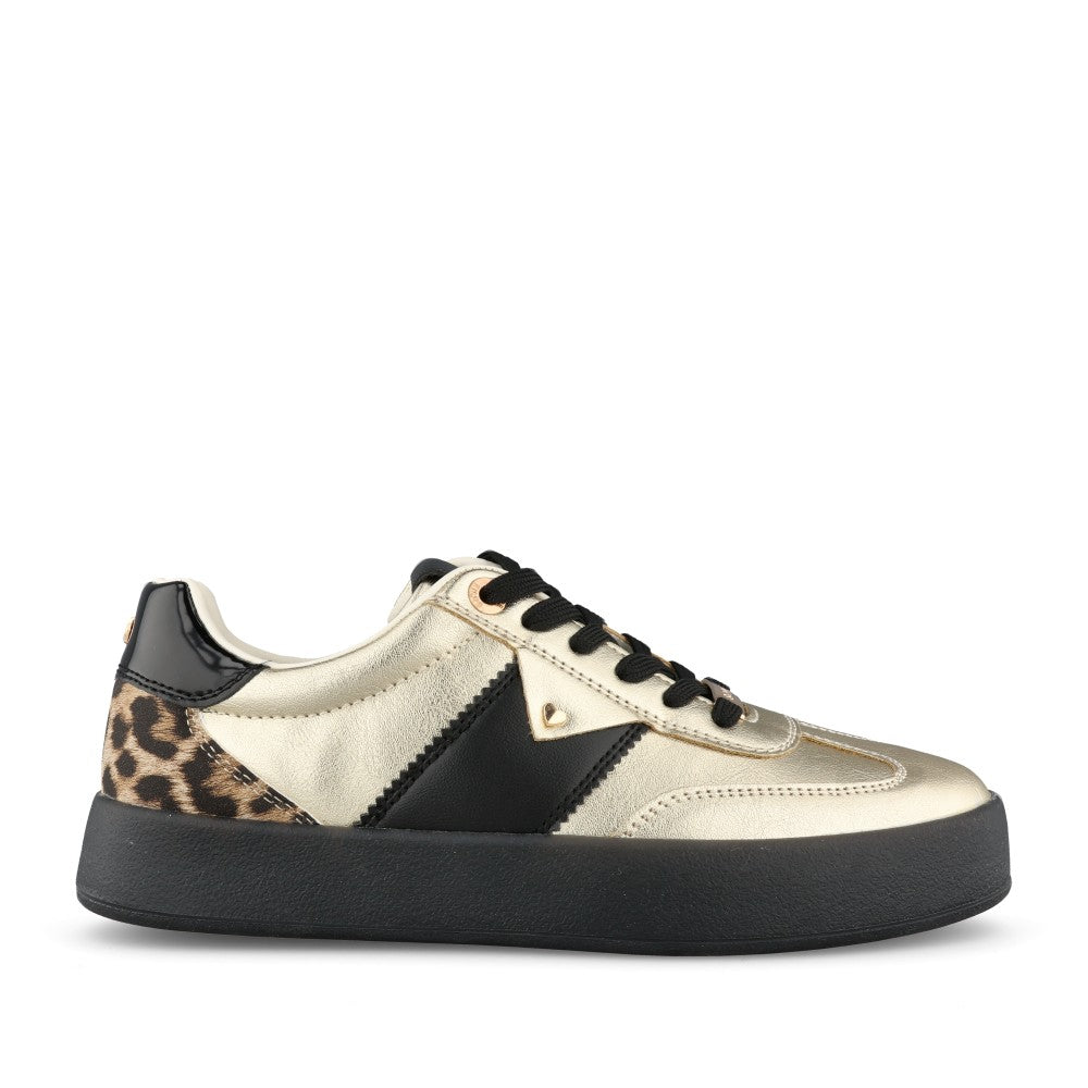 Ladies Mali Laced Trainer In Gold Int