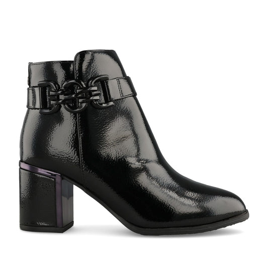 Ladies Amarin Ulb454 Medium Heel Ankle Boot In Blk Patent