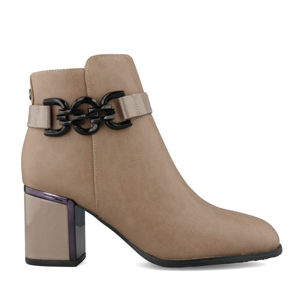 Ladies Amarin Ulb454 Medium Heel Ankle Boot In Taupe