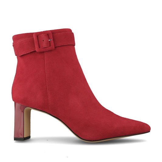 Ladies Nadine Ulb459 Med Heel Ankle Boot In Red