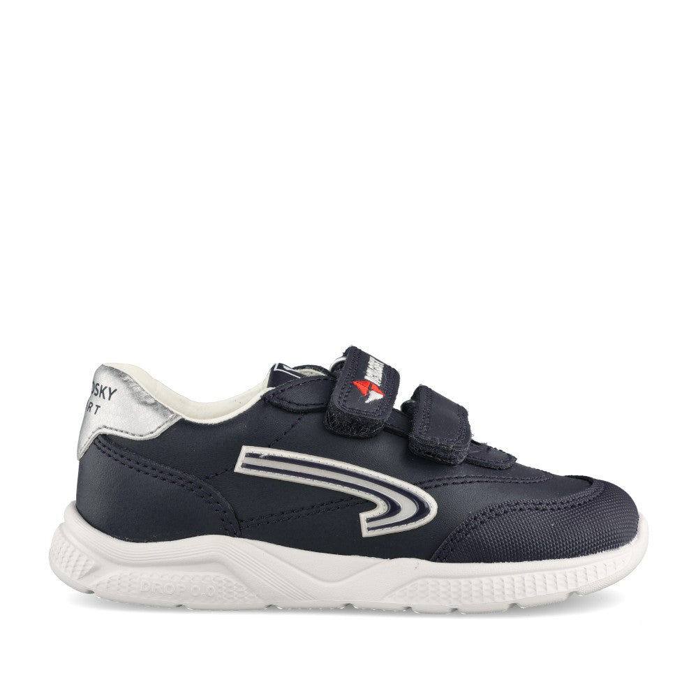 Boys 204020 Double Velcro Shoe In Navy