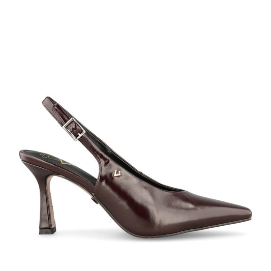 Ladies Let The Mystery Slingback Court Shoe In Dark Berry