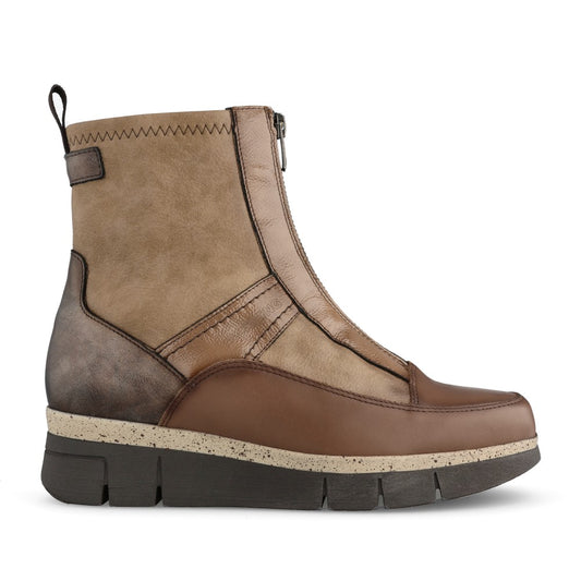 Ladies D9331 India Wedge Ankle Boot In Camel