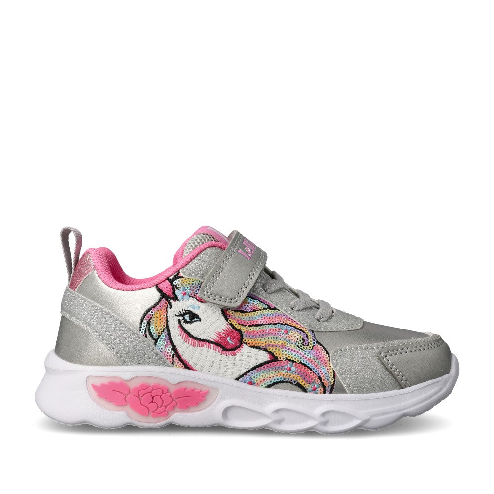 Girls Lk4452 Christina Velcro Trainer In Silver
