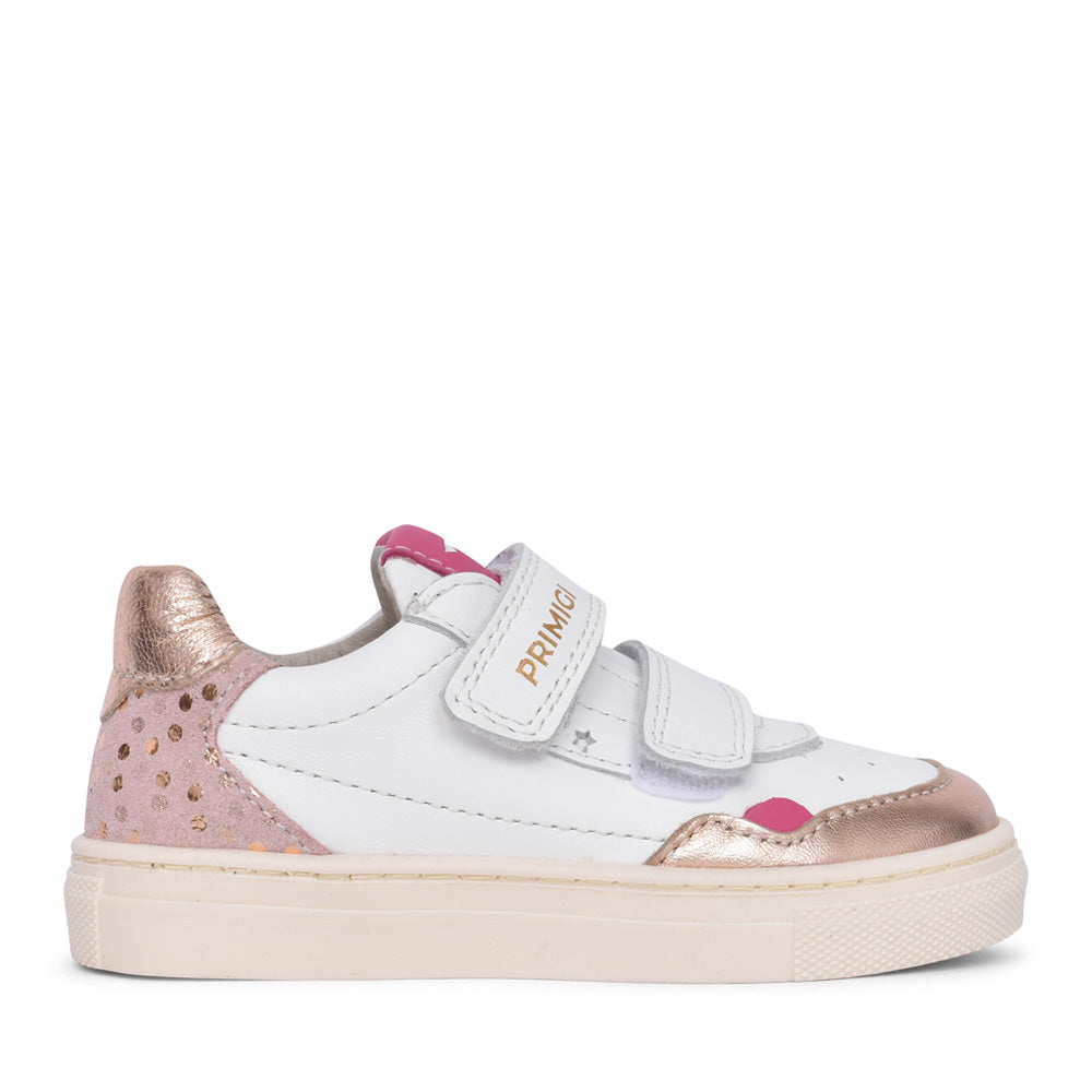 Girls 89080 Double Velcro Trainer In White