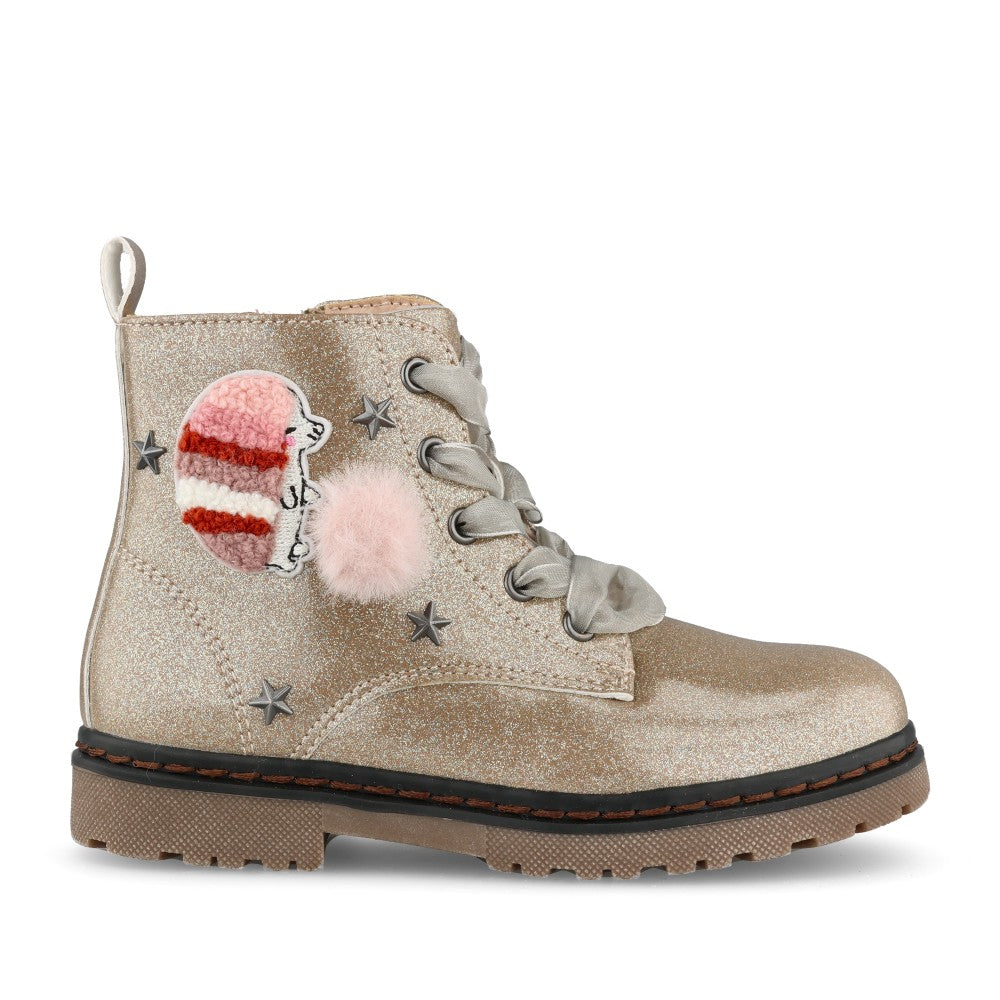 Girls 151385 Laced Ankle Boot In Gold