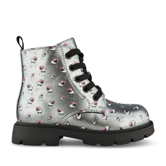 Girls 251341 Laced Ankle Boot In Pewter
