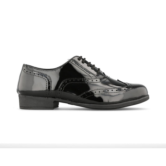 Girls Bella Patent Laced Brogue In Black