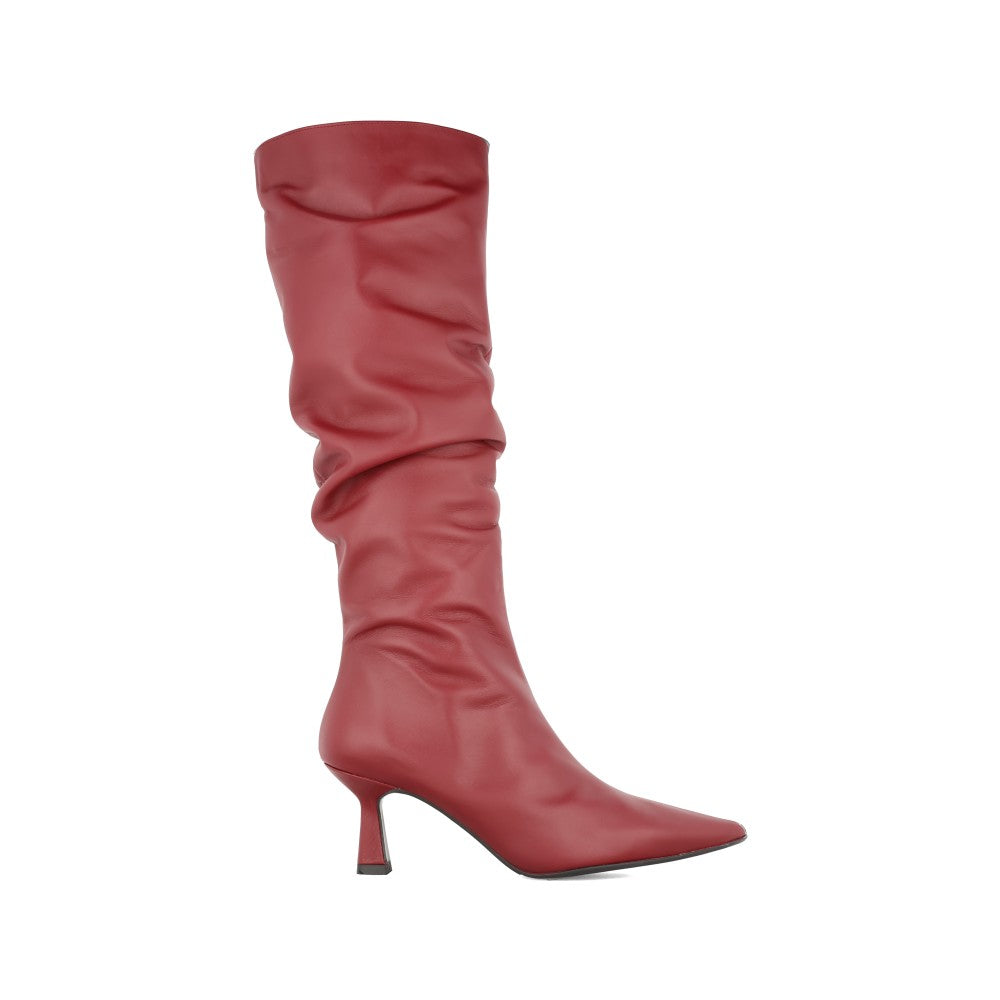Ladies 12307 Medium Heel Long Leg Boot In Wine