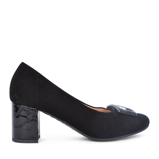 Ladies 5754 G-fit Medium Heel Court Shoe In Black