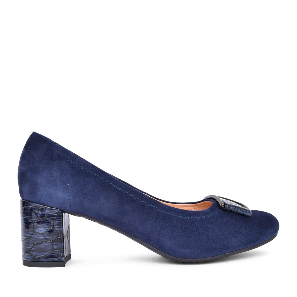 Ladies 5754 G-fit Medium Heel Court Shoe In Navy