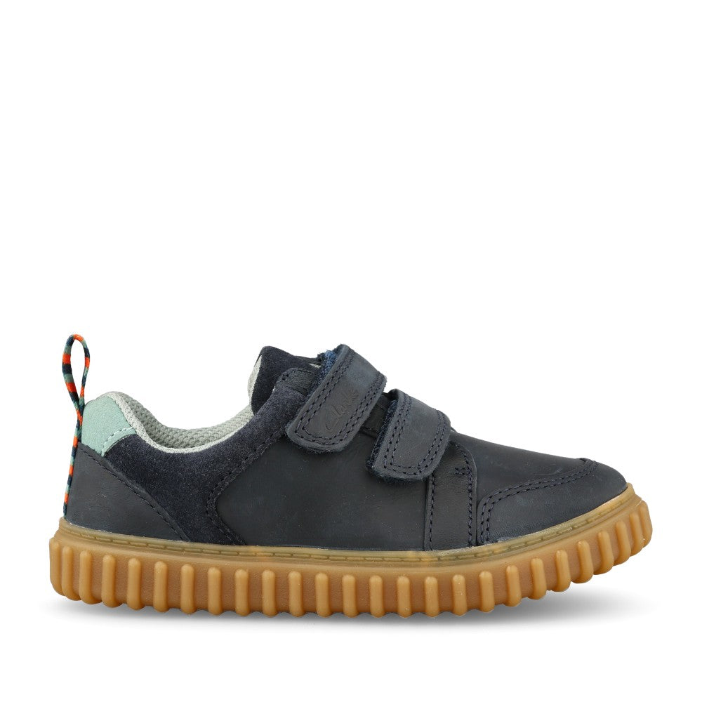 Boys Cove Pop T Navy Leather Shoe In Kids G Fit