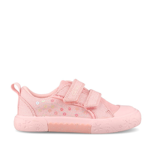 Girls Foxing Gleam T Pink Canvas Shoe In Kids F Fit