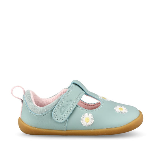 Girls Roamer Flora T Green Leather T-bar Shoe In Kids F Fit