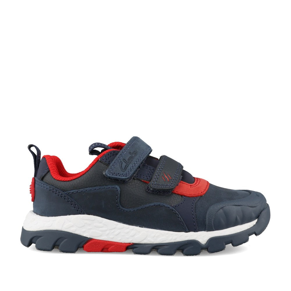 Boys Steggy2 Track K Navy & Red Leather Shoe In Kids F Fit