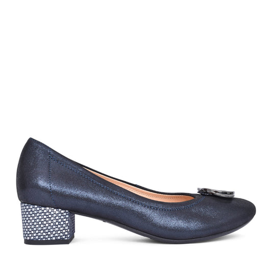 Ladies Shimmer 6415 Low Heel Court Shoe In Navy