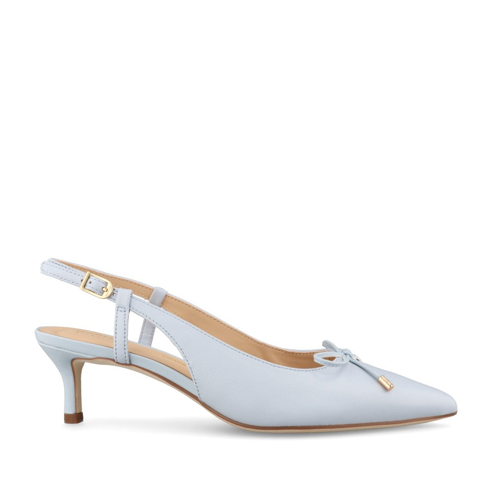 Ladies Zarey Bow D-fit Low Heel Leather Shoe In Light Blue
