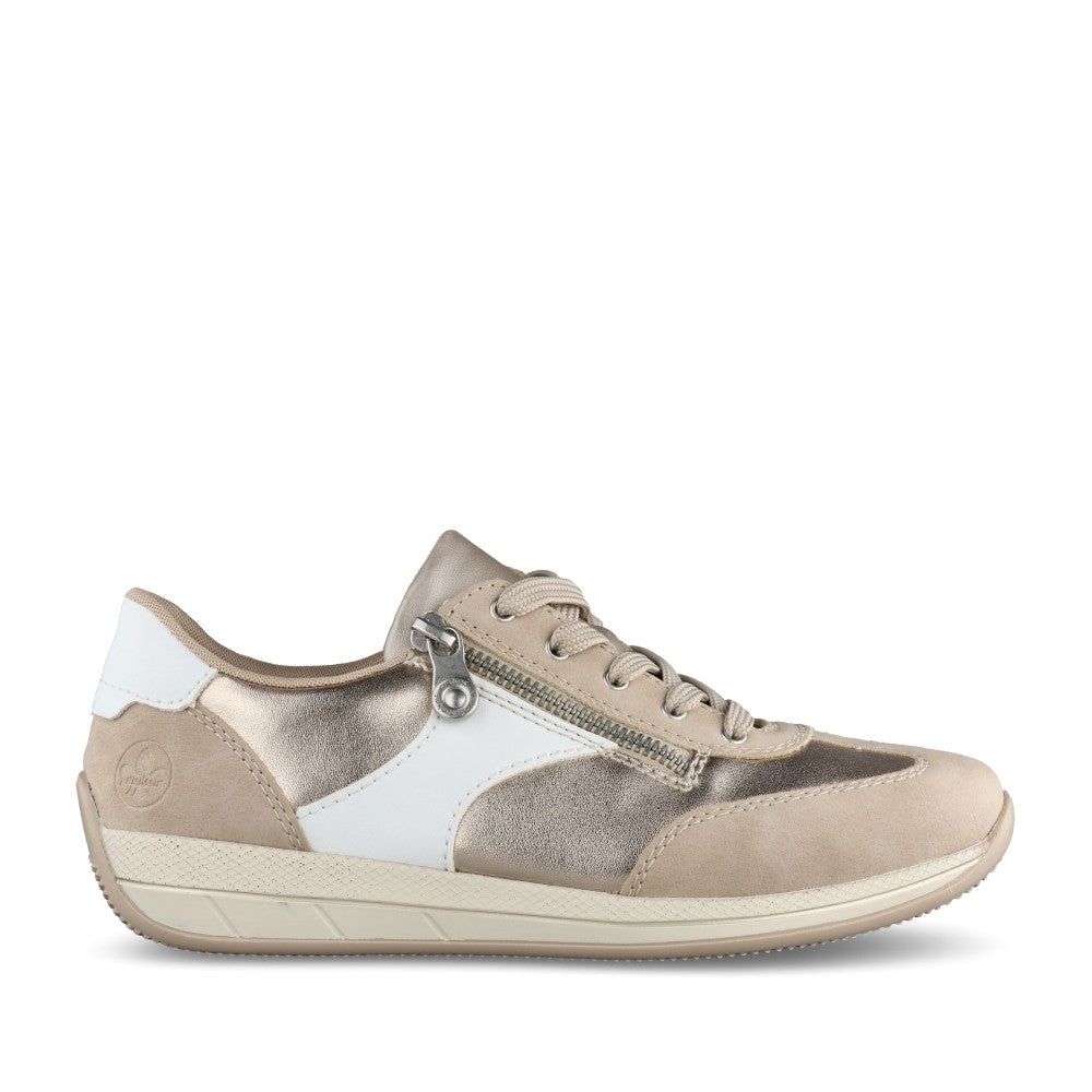 Ladies N1103 Laced Trainer In Metallic