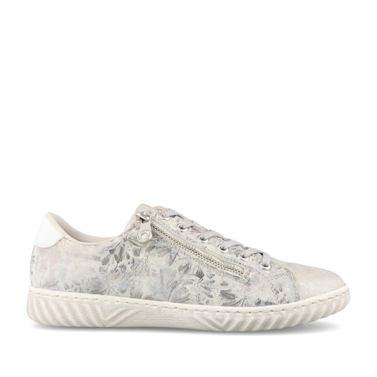 Ladies N0900 Laced Trainer In Silver
