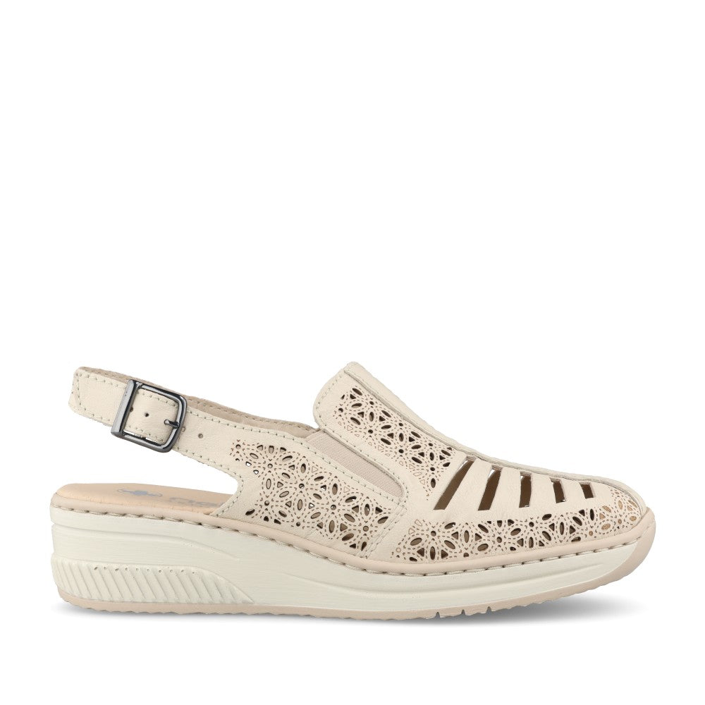 Ladies 48763 Sling Back Wedge Shoe In Beige