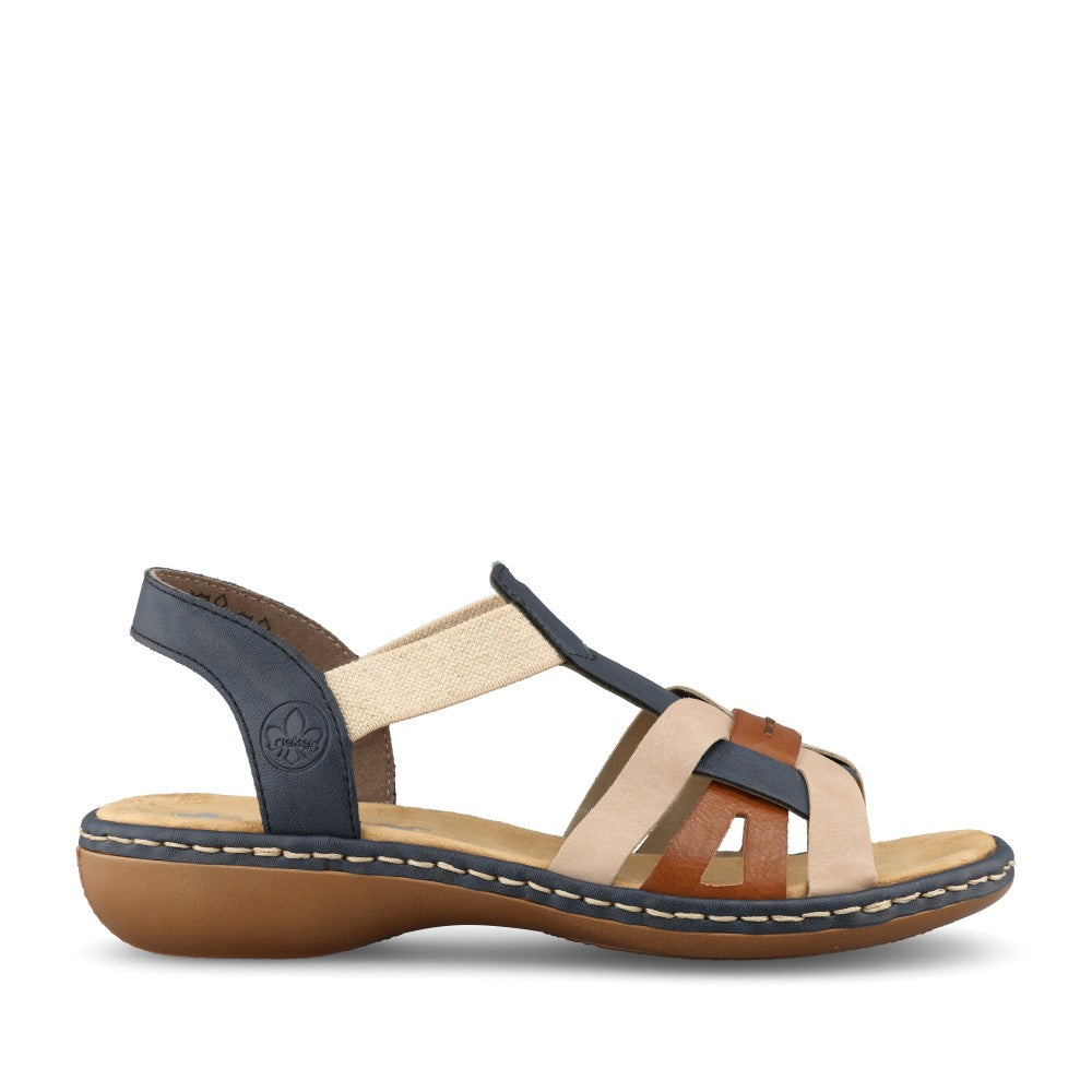 Ladies 65918 Elasticated Sandal In Navy Multi