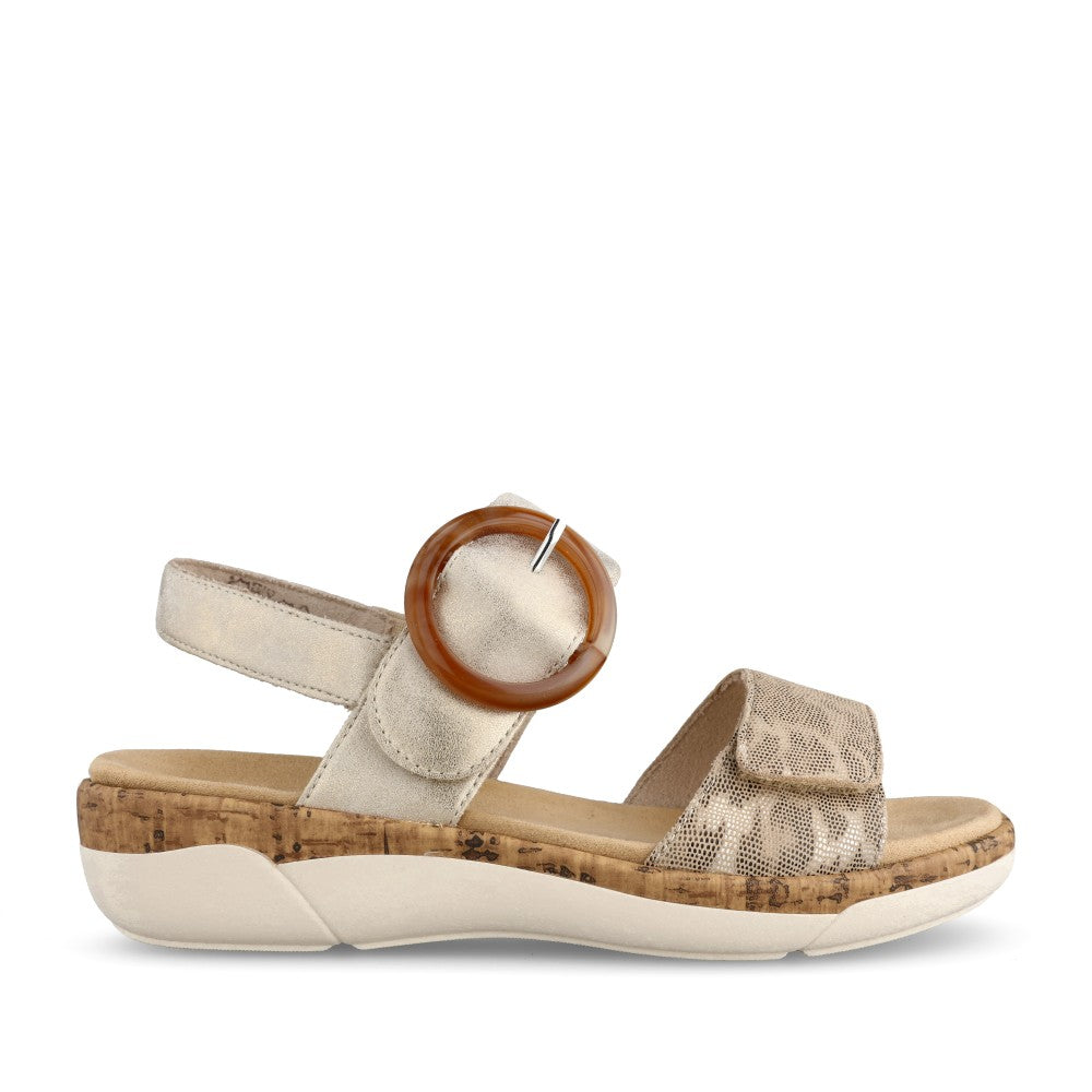 Ladies R6853 Velcro Sandal In Metallic