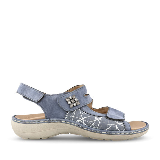 Ladies D7647 Velcro Sandal In Blue