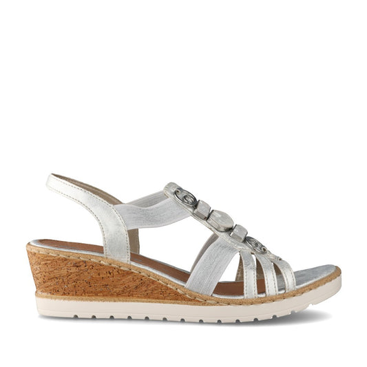 Ladies R6264 Wedge Sandal In Silver
