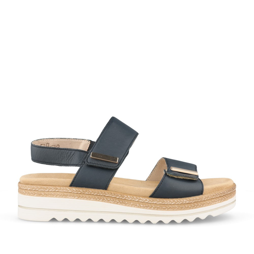 Ladies D0q59 Wedge Sandal In Navy
