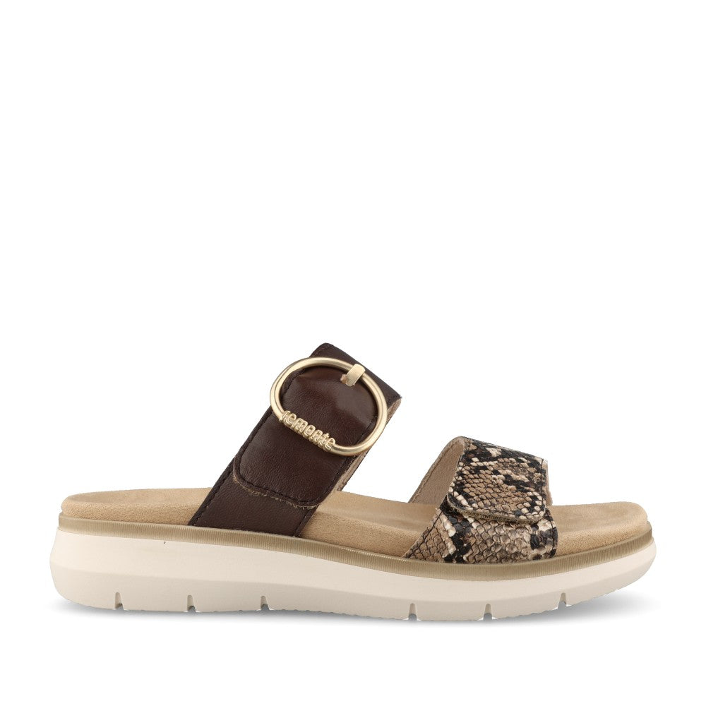 Ladies D2k57 Velcro Mule In Brown-multi