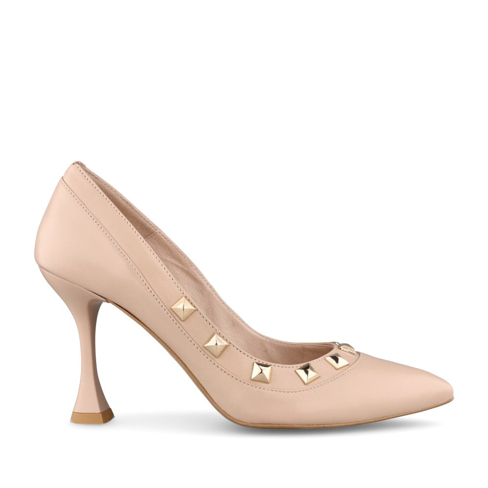 Ladies 8488 High Heel Court Shoe In Beige