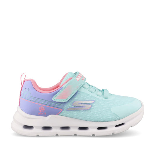 Skechers Girls 303730L Glide-Step Lights Trainer In Aqua
