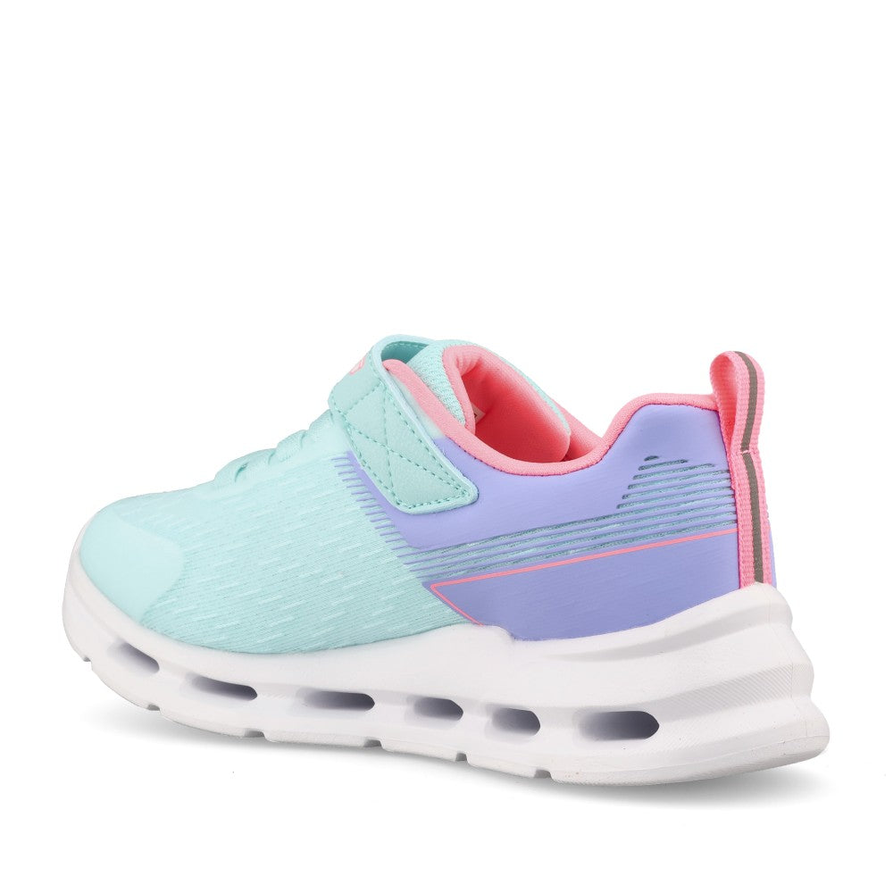 Skechers Girls 303730L Glide-Step Lights Trainer In Aqua