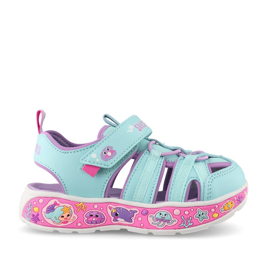 Girls 303162n Play Scene Splash Cute Crew Sandal In Turquoise