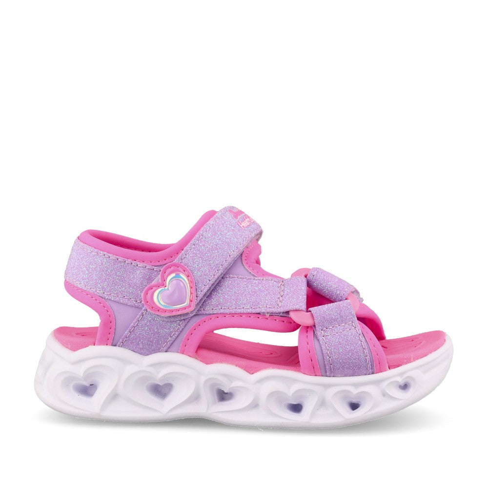 Girls 303114n Heart Lights Cute Crew Sandal In Lavender