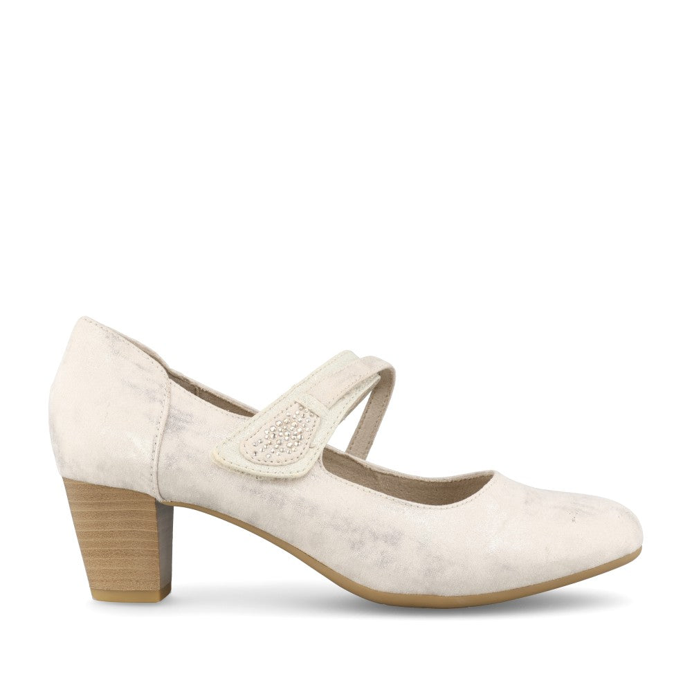 Ladies 8-24464 Mid Heel Court Shoe In Gold
