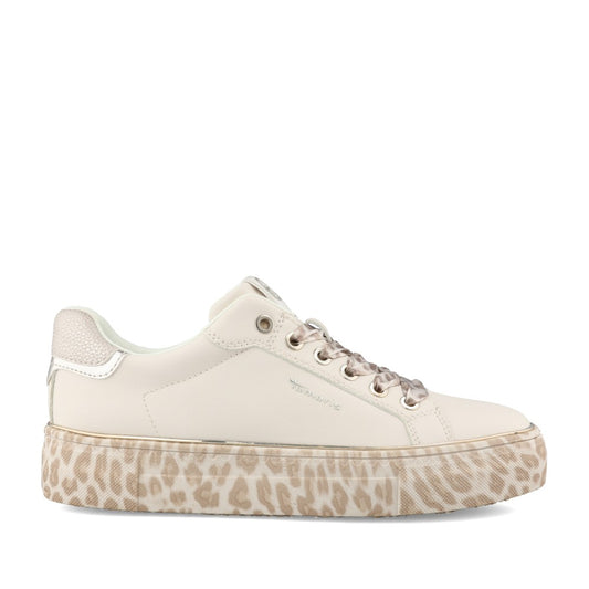Ladies 1-23751 Laced Trainer In Beige