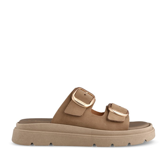 Ladies 1-27239 Double Strap Mule In Taupe