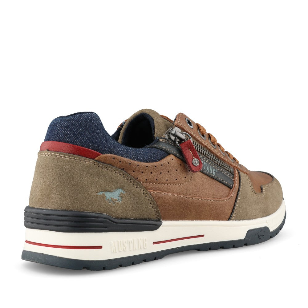 Mens 281003 Laced Trainer In Cognac