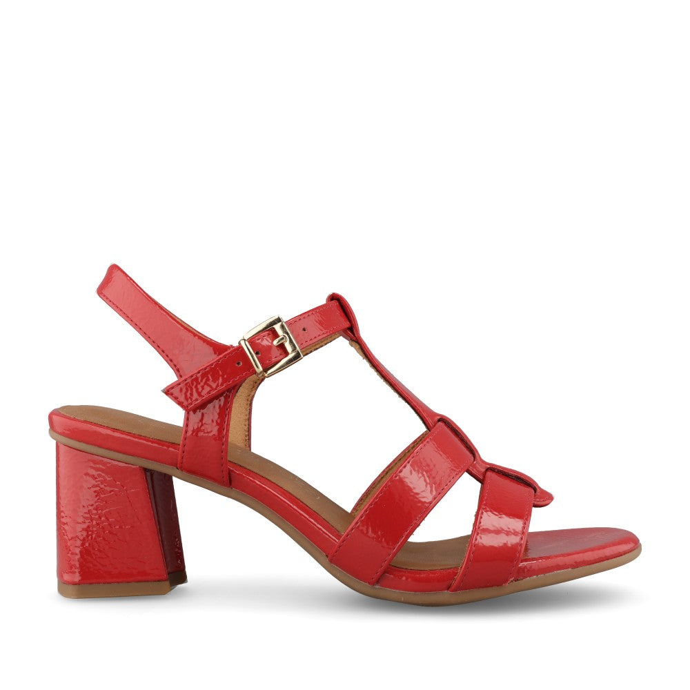 Ladies 2-28333 Block Heel Sandal In Red