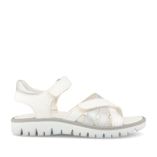 Boys Cove Go T Blue Leather Shoe In White