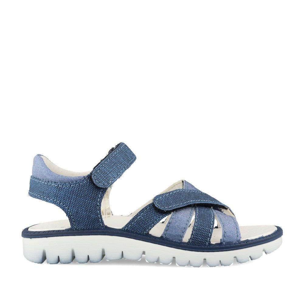 Boys Cove Go T Blue Leather Shoe In Denim
