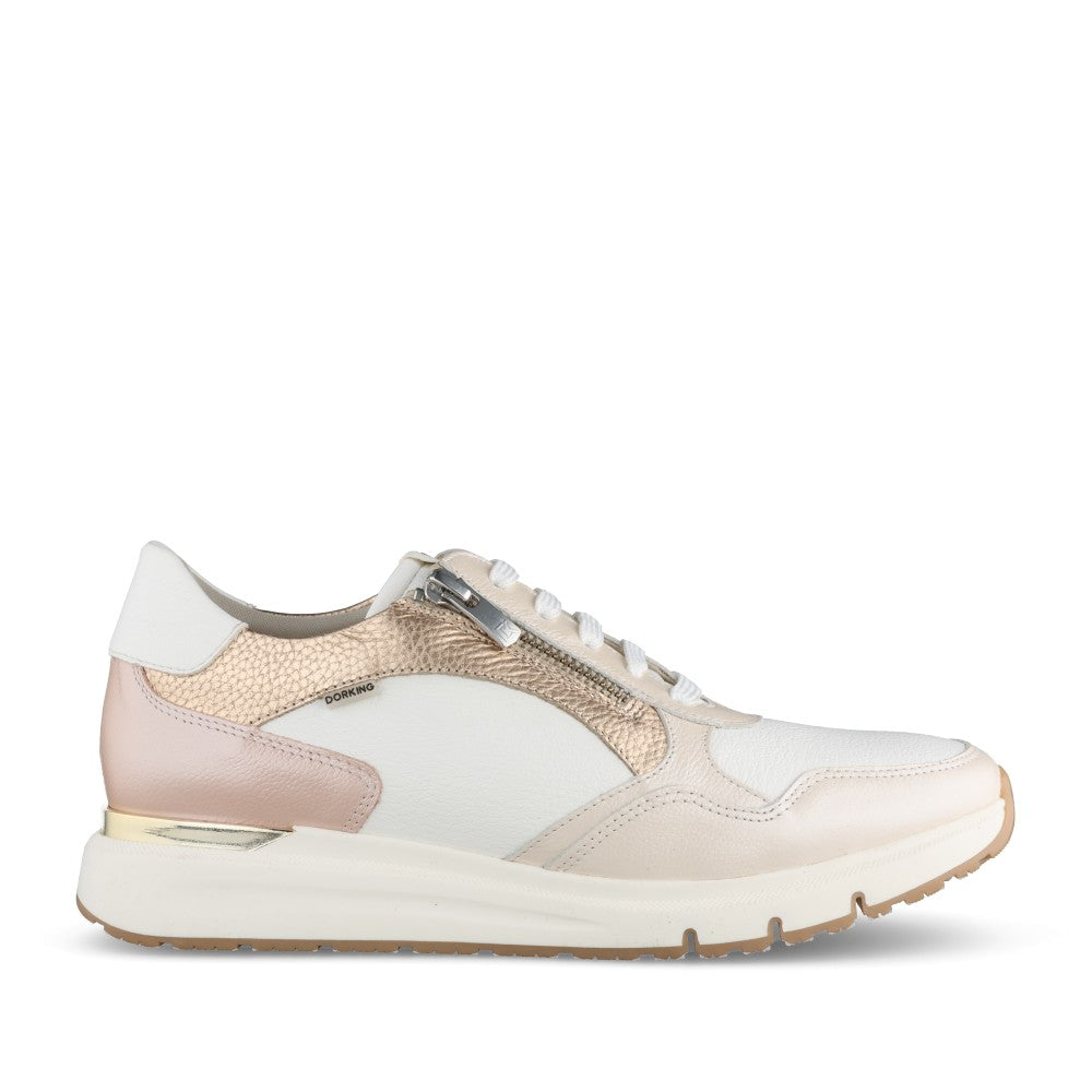 Ladies D9308 Serena Laced Trainer In Bone