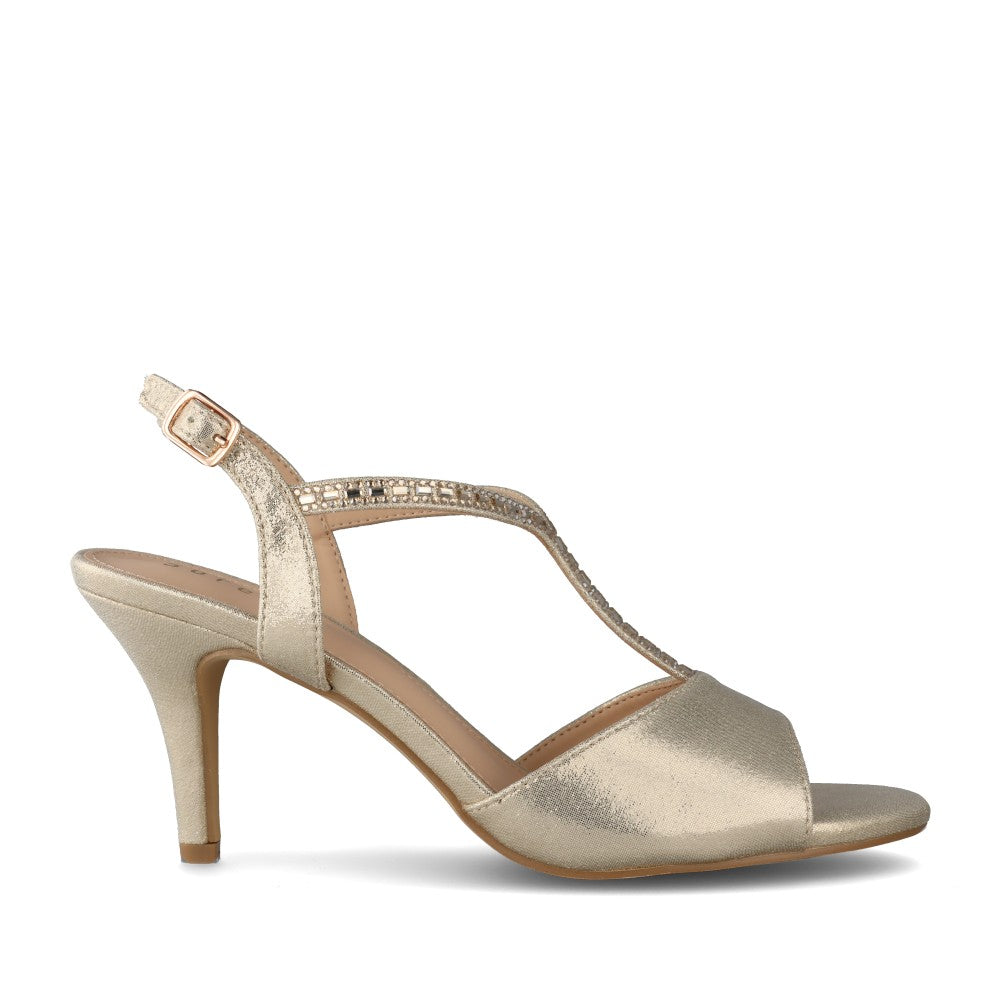 Ladies Thaxton Medium Heel Sandal In Gold